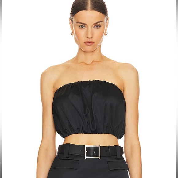 Final drop! Price firm! NWT HELSA black satin blouson tube top - XS - Picture 9 of 9